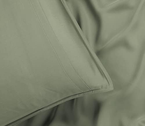 Stylinen 100% Organic Eucalyptus Bed Sheets King Size 4 Piece Set, Tencel Lyocell, Silky Soft & Smooth, Breathable, 16 Inch Deep Pockets, 1 Fitted, 1 Flat, 2 Pillowcases (King, Sage)