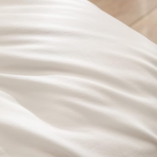 BESTOUCH Cotton Solid Duvet Cover Set Linen Feel Off White Alaska King