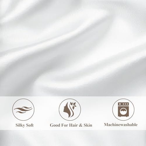 Vielit King Satin Pillowcase for Hair 2pc,Similar to Silk Pillow Cases,Easier Care Than Silk Pillowcase Gifts for Women Men,White,20x36 & Envelope Closure and 2 Satin Scrunchies