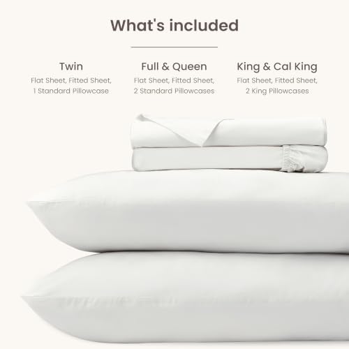 BIOWEAVES 100% Organic Cotton Sheets, 300 Thread Count 4-Piece GOTS Certified Bed Sheet Set Fits Mattress Upto 17" Deep Pocket, Soft & Silky Sateen Weave (Full, White)
