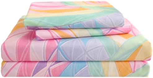 SDY 7PCS Rainbow Bedding Set Queen Bed in A Bag Set 7 Piece Mermaid Bedding for Kids,Boys and Girls with Rainbow Comforter Queen and Mermaid Sheets