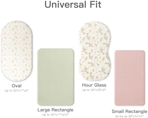 Organic Baby Bassinet Sheets Soft 2 Pack 33”x17” Fitted Mattress Pad Cover