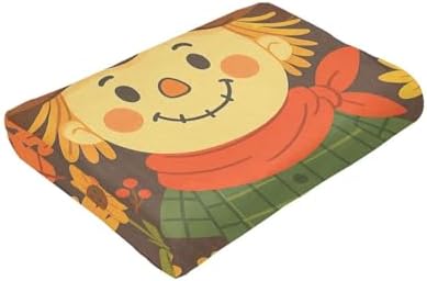 Fall Scarecrow Blanket Super Soft Warm Fluffy Fleece Flannel Farmhouse Autumn Throw Blanket Cozy Fuzzy Plush Thanksgiving Stuff Bedding Blankets Gifts for Women Kids Boys Girls Adults 60"X50"