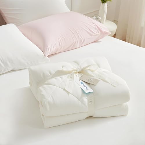 Cozy Bliss Cooling Comforter King XL Size, Cooling Blankets for Hot Sleepers and Night Sweats, Cream Summer Comforter for King XL Bed, Breathable Soft Lightweight Silk Smooth