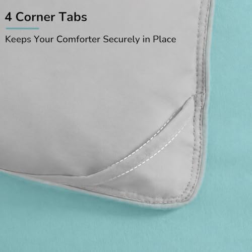 downluxe King Comforter Set Soft Reversible 3 Pieces, Light Blue/Gray