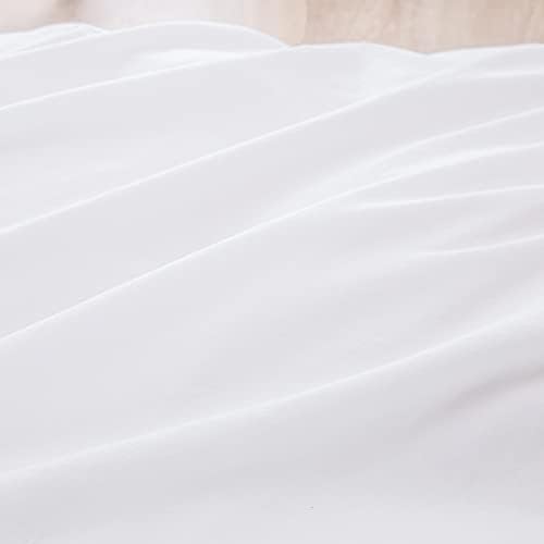 BESTOUCH Cotton Solid Duvet Cover Set Linen Feel Bright White Super Queen