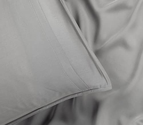 Stylinen 100% Organic Eucalyptus Bed Sheets King Size 4 Piece Set, Tencel Lyocell, Silky Soft & Smooth, Breathable, 16 Inch Deep Pockets, 1 Fitted, 1 Flat, 2 Pillowcases (King, Silver Pearl)