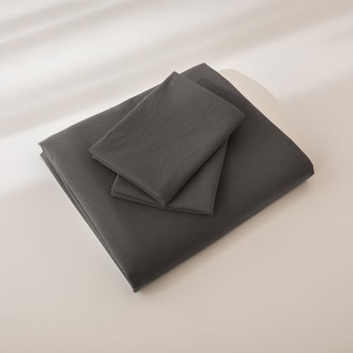 JIYUAN California King Washed Cotton Duvet Cover Set, Relaxed Linen Feel