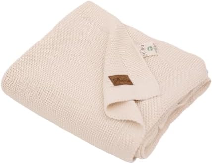 Dalisa 100% Organic Turkish Cotton Throw Blanket - GOTS Certified, Cozy - Perfect for Couch, Bed, and Home Decor - Boho Vintage Knit Alina (Earth Ivory - Ham, 55x70)