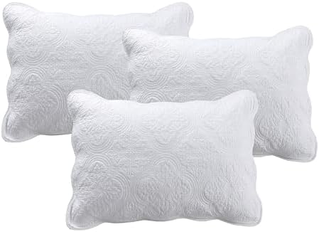 Cozy Line Home Fashions 6 Piece Daybed Cover Set, Solid White Matelasse Trendy Damask Quilting with Scalloped Edges All Season Luxury Bedding with Bedskirt, Matching Shams, Decorative Pillow