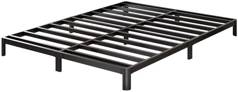 Lutown-Teen 5 Inch Low King Bed Frame with Rounded Corner Legs, 2000 LBS Heavy Duty Metal King Size Platform Bed Frame No Box Spring Needed, Noise Free, Easy Assembly, Black