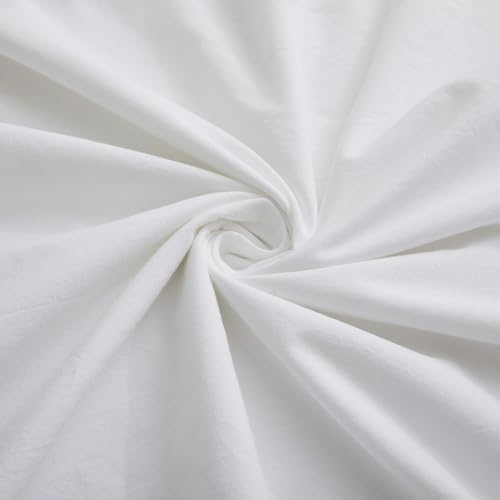 LOVQUE 100% Washed Cotton Duvet Cover, White, King Size, 104x90 Inches