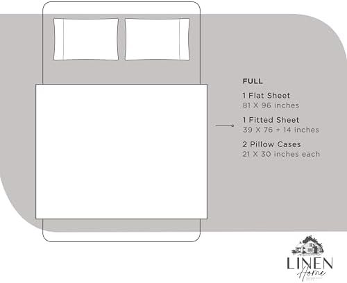 Linen Home Full Size 100% Cotton Percale Sheets, 4 Pc Cooling Set - Silver