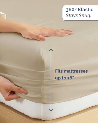 100% Rayon Derived from Bamboo Sheets - Flex Top Split Head King - Wheat