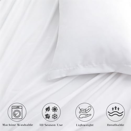 P Pothuiny 5-Piece Split King Sheets Set, White Soft Microfiber Fabric