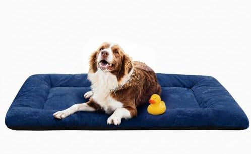 Dog Crate Pad Washable Dog Bed for Crate Large Cozy Mat 48-Inch Navy Blue
