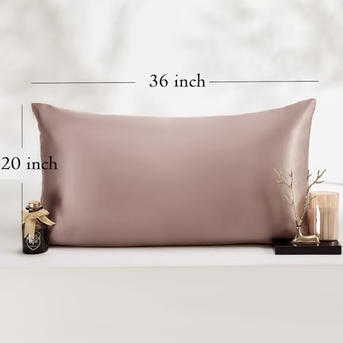 Vielit King Satin Pillowcase for Hair 2pc,Similar to Silk Pillow Cases,Easier Care Than Silk Pillowcase Gifts for Women Men,Rose Taupe,20x36 & Envelope Closure and 2 Satin Scrunchies