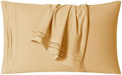 Clara Clark 4Piece California King Bed Sheets Set, Deep Pocket, Microfiber, Camel Gold