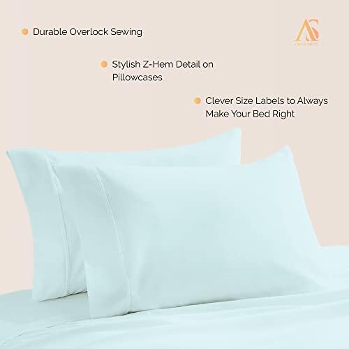 800 Series King Pillow Cases Set of 2, Sateen, Sea Foam