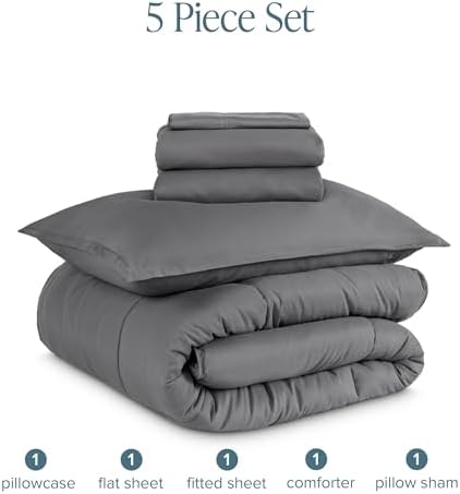 Bare Home Bed-in-A-Bag 5 Piece Set (Twin XL, Grey/Grey)