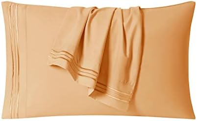 Clara Clark Bed Sheets, Premier 1800 Series 4 Piece Bed Sheet Set, Deep Pocket, Wrinkle, Fade, Stain Resistant, Luxury Soft Bedding Sheets & Pillowcases, Queen, Apricot Orange