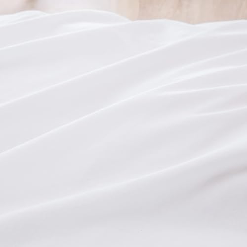 BESTOUCH Cotton Solid Duvet Cover Set Linen Feel Bright White Alaska King