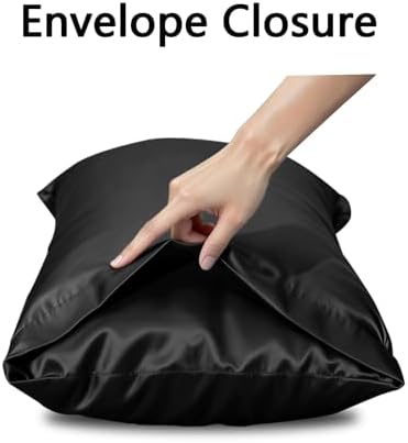 Vielit Satin Body Pillow Pillowcase 1pc,Silky Body Pillow Cover Similar to Silk Pillow Cases Soft Body Pillow Case 20x54 & Envelope Closure,Gift for Women Men Black & 1 Satin Scunchie