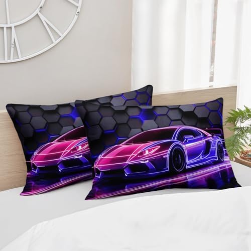 HOSIMA Boys Race Car Gaming Bedding Queen,1 Fitted Sheet+2 Pillowcases.