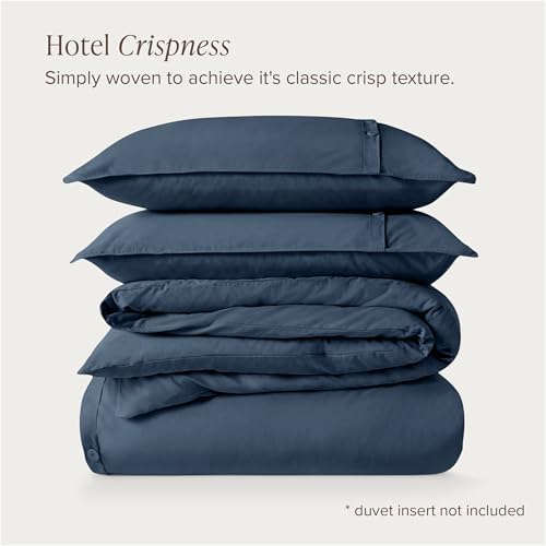 Bare Home 100% Organic Cotton Percale Duvet Cover Set (Queen, Bering Sea)