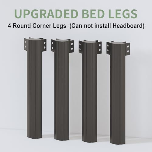 Lutown-Teen 25 Inch High Queen Bed Frame with Rounded Corner Legs, Heavy Duty Metal Queen Platform Bed Frame with Steel Slats Support, No Box Spring Needed, Noise Free, Easy Assembly