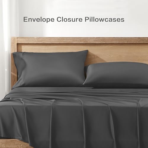 Andency Dark Grey Queen Sheets Set 100% Viscose Derived from Bamboo