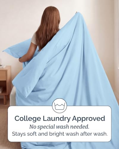 Duvet Cover Twin/Twin XL - 2 Piece Set, College Dorm Room - Sky Blue