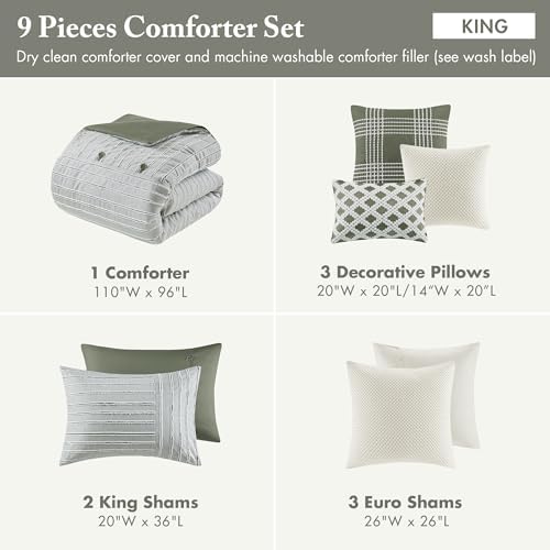 Madison Park Farmhouse King Cotton Comforter Set with Removable Cover, 9pc