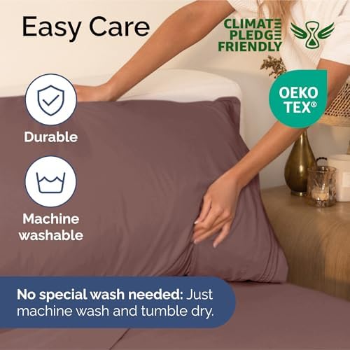 Split King Size 5 Piece Sheet Set - Ultra Soft & Cooling Bed Sheets - Clay