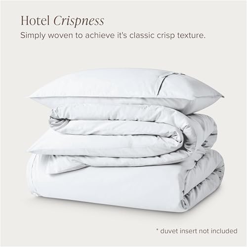 Bare Home 100% Organic Cotton Percale Duvet Cover Set (Twin/Twin XL, White)