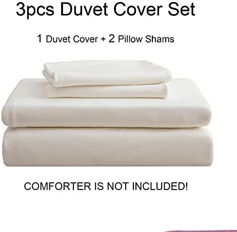 PURE ERA Jersey Knit Duvet Cover Set Solid Off White California King