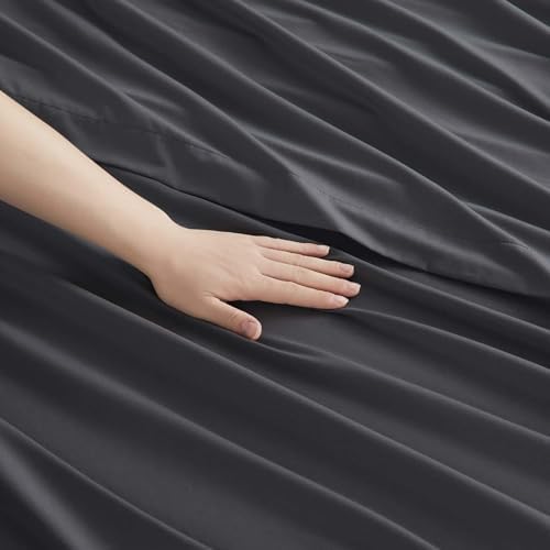 Clara Clark Full Sheets, 6 Piece Set - Hotel Luxury Bed Sheets, Super Soft Bedding Set, Full Size, Charcoal Gray