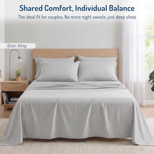 Coolmax® Cooling Sheets for Hot Sleepers, King Size, Light Grey
