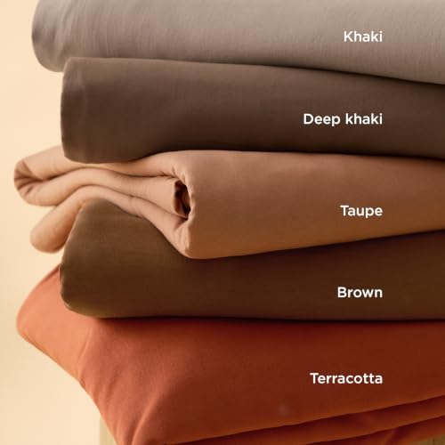 Bedsure Prewashed Duvet Cover King, Cotton-Like Bedding Set, Terracotta
