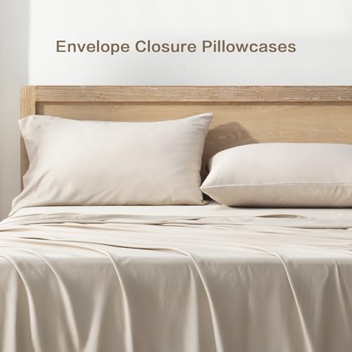 Andency Oatmeal California King Sheets Set 100% Viscose Derived from Bamboo