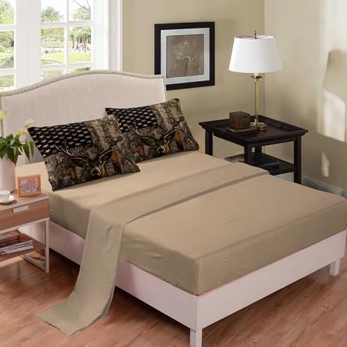 Tailor Shop 5PCS Deer Comforter Sets Full Bedding for Boys Kids Teens,American Flag Camo Bedding Sets Hunting Comforter Sets