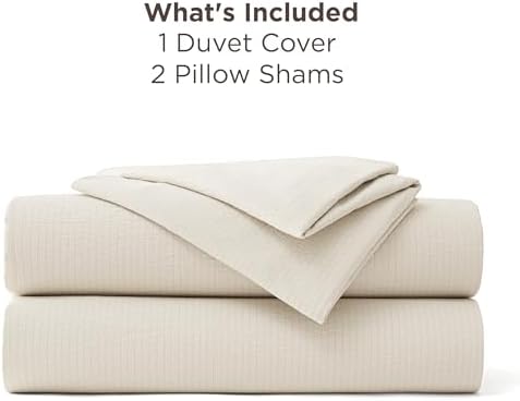 Bedsure Textured Duvet Cover Queen Size - Cotton-Like Polyester Jacquard Duvet Cover Set for All Seasons - 3 Pieces Elevated Textured Dobby Soft Bedding Set, NO Comforter (Beige, Queen, 90"x 90")