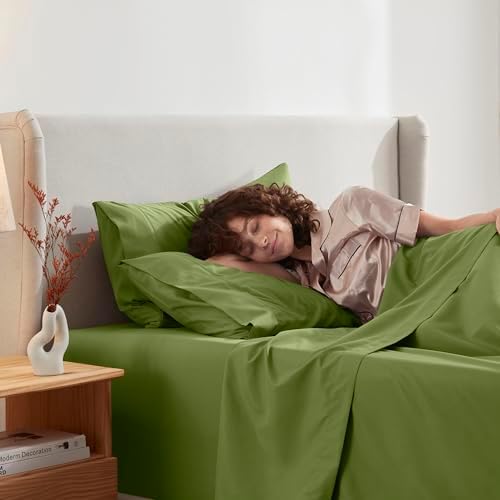 Nestl Queen Sheet Set - Bed Sheets - Calla Green - 4-Piece Deep Pocket