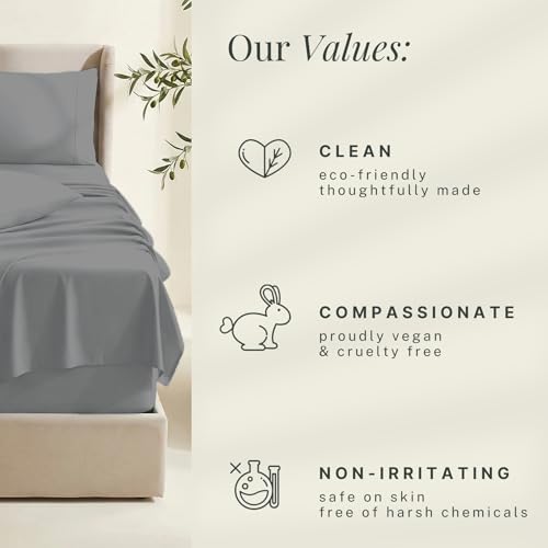 Hearth & Harbor Bed Sheets, Luxury Soft 6 Piece Bed Sheet Set Extra Deep Pocket Fitted Sheets Fits Mattress up to 21", Double Brushed Bedding Sheets & Pillowcases, Queen, Frost Gray