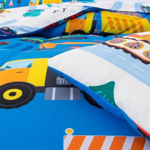 Holawakaka Construction Truck Excavator Boy Queen Comforter Set with Sheets