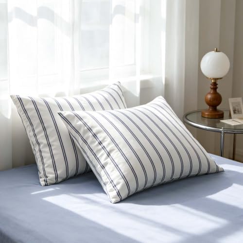 Nayoroom Blue Striped Comforter Set Queen Navy Pinstripe Coastal Bedding