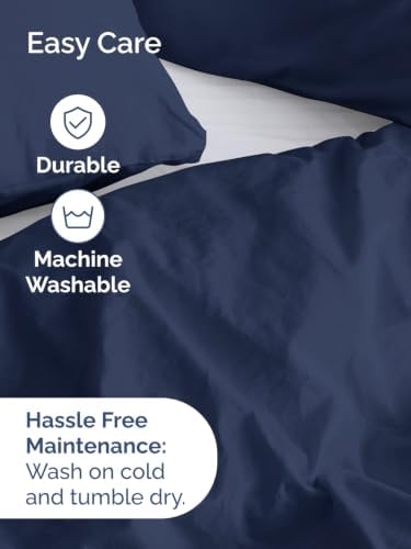 Duvet Cover Full Size - Soft 3 Piece with Zipper Closure - Navy Blue