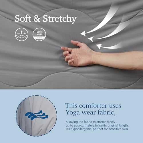 Hotel Grand Cooling Comforter for Hot Sleepers, Cooling Blankets Twin Size, Q-Max>0.4, Breathable and Soft, Lightweight Blankets for Summer (Grey, 68" x90”, Packed with Cooling Pillowcase)