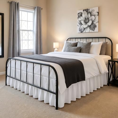 RIMELA Bed Skirt with Split Corners, Twin, 12 Inch Drop, White