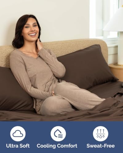 Flex Top Split Head King 6 Piece Sheet Set - Breathable & Cooling - Brown